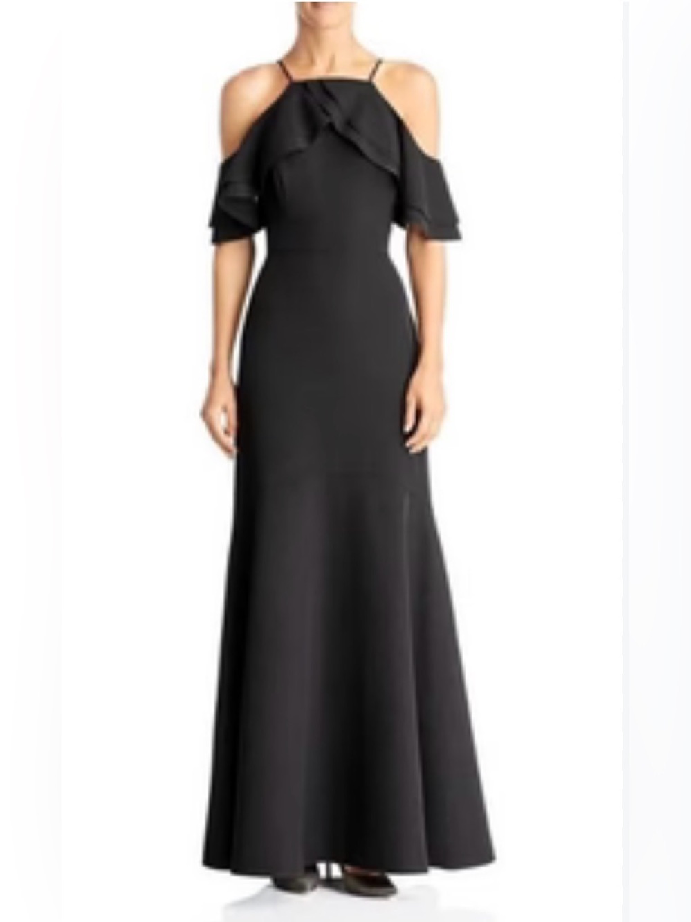 NWT: Laundry by Shelli Segal off-Shoulder Black Evening Gown Formal Dress